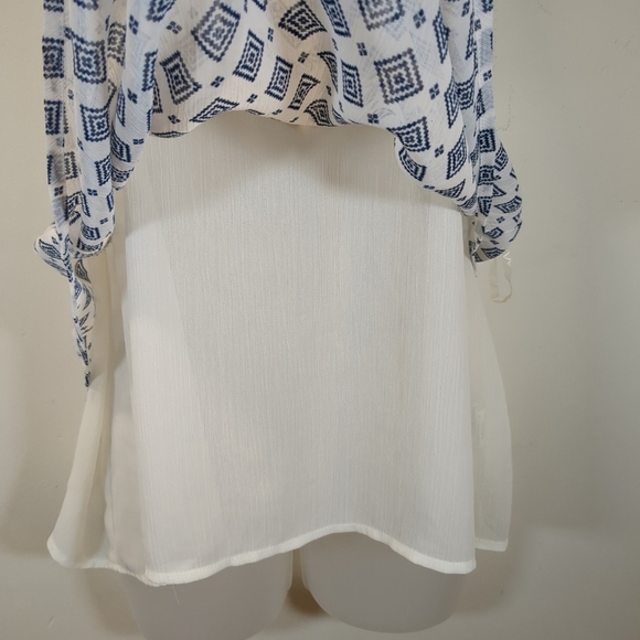 About Girl Blue and White Embroidered Tank Top , Size S - Picture 3 of 9